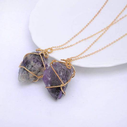 Collar Tejido a Mano con Colgante de Piedra de Cristal Geométrico Irregular - Image 6