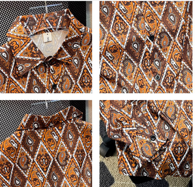Camisa Floral Retro Hong Kong Estilo Diamante Manga Larga Oversize - Image 10