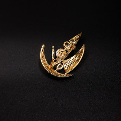Broche Velero Náutico con Perlas de Concha y Oro Incrustado - Image 13