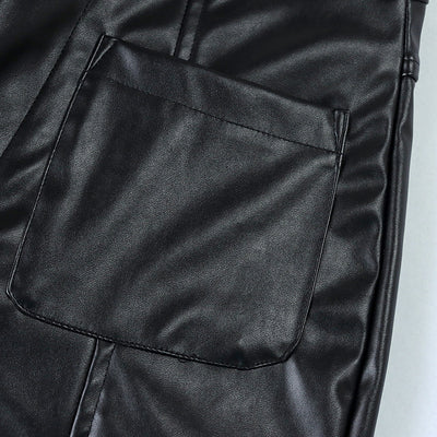 Pantalones de Cuero PU Cintura Alta con Bolsillos y Bolsa Integrada - Image 16