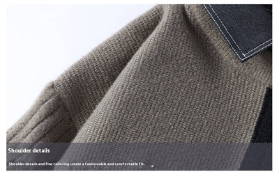 Suéter Tejido Holgado con Cuello Camisero para Hombre - Otoño e Invierno - Image 18