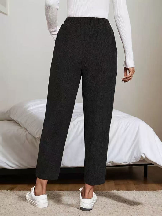 Pantalones Rectos de Cintura Alta con Bolsillos en Pana - Image 15