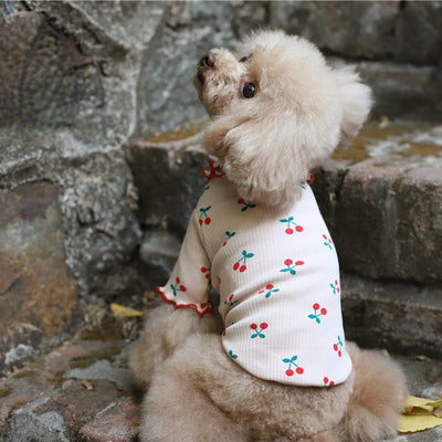 Blusa para Perro con Estampado de Cerezas y Borde Ondulado - Image 3