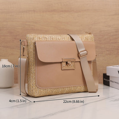 Bolsa de Hombro Tejida en Paja - Diseño Liso y Versátil - Image 20