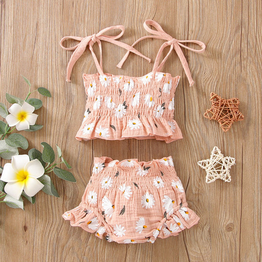 Conjunto de Dos Piezas Niña con Pantalón Suspender Estampado Floral - Image 7