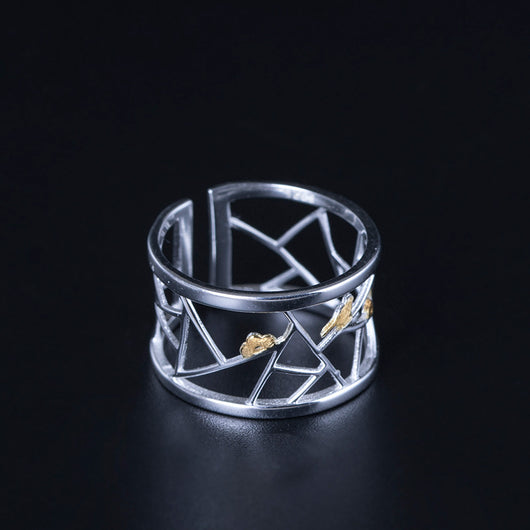 Anillo Ancho Irregular con Diseño de Pájaro - Image 9