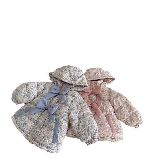 Chaqueta Abrigo Infantil Invierno con Capucha y Estampado Floral - Image 9