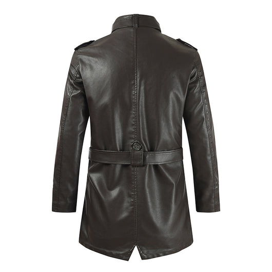 Abrigo de Cuero para Hombre con Cuello Alzado y Forro Polar - Image 17
