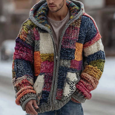 Chamarra Hoodie Digital con Estampado Cuadros para Hombre - Image 5