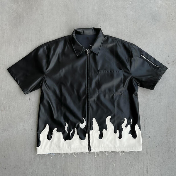 Chamarra Urbana Patchwork Contraste Hip Hop Unisex con Cierre - Image 3