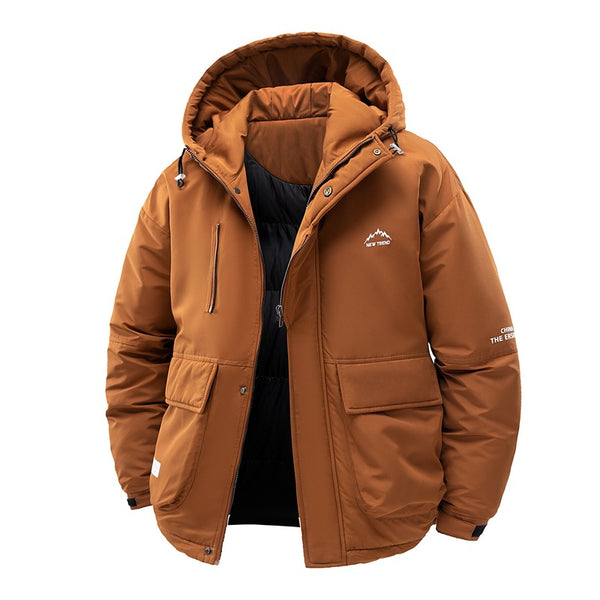 Abrigo Acolchado de Algodón con Cordón Minimalista - Diseño Sólido y Cálido