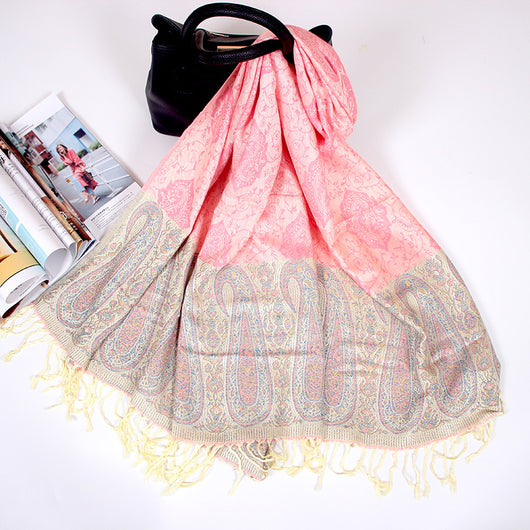 Foulard Étnico de Cachemira Dual-uso con Jacquard y Borlas - Image 15