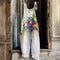 Jumpsuit Retro Estampado de Pierna Ancha para Mujer