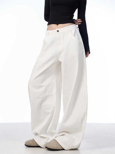 Pantalón Blanco Ancho de Pierna Recta Casual y Suelto - Image 6