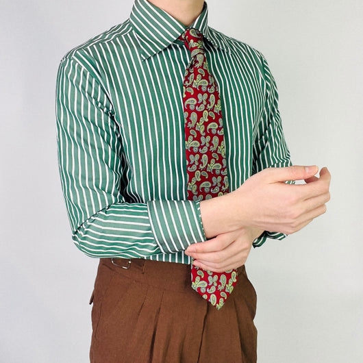 Camisa Manga Larga a Rayas Verde para Hombre - Image 3