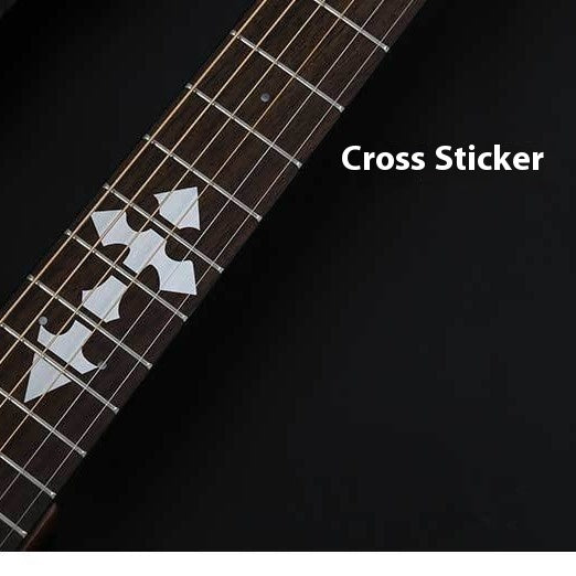 Blue cloud-shaped inlay stickers for guitar fingerboards, shown on a guitar neck and as a full sheet. - Image 4