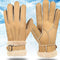 Guantes de Piel de Oveja Genuina con Dedo Dividido para Hombre