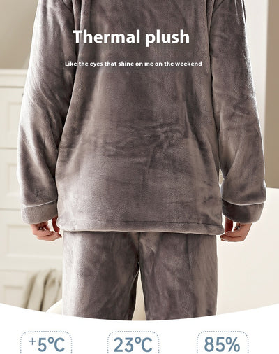 Pijama de Franela para Hombre con Solapa - Abrigo Cardigan Otoño e Invierno - Image 35