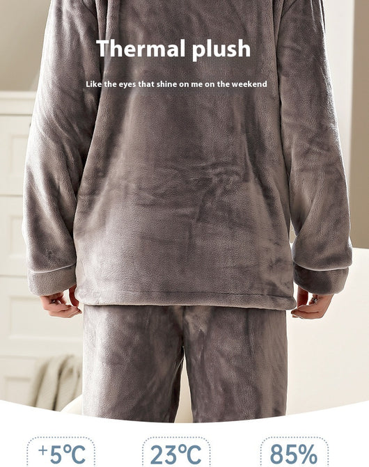 Pijama de Franela para Hombre con Solapa - Abrigo Cardigan Otoño e Invierno - Image 35
