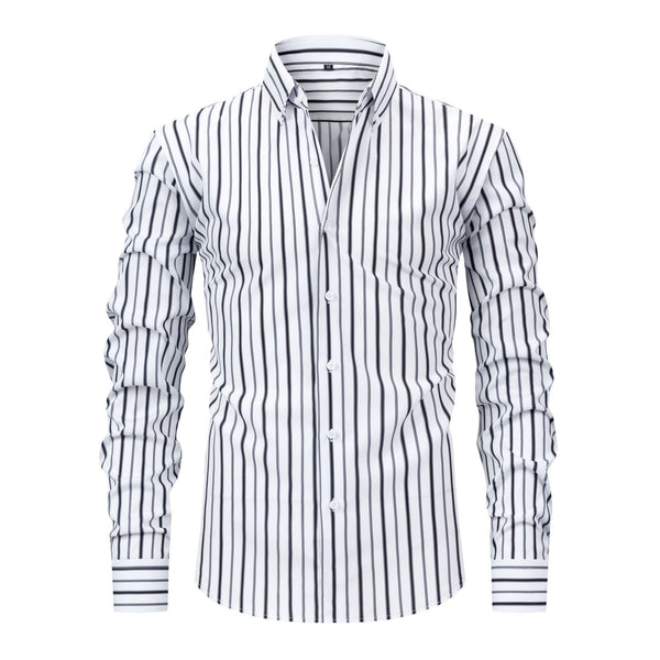 Camisa Estampada Digital a Rayas con Cuello Solapa - Manga Larga para Hombre