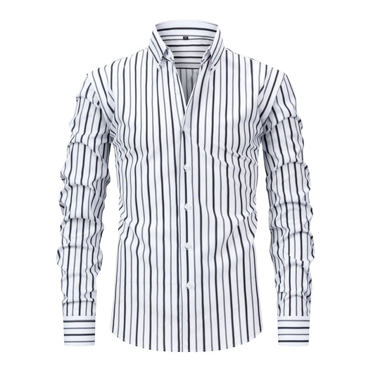 Camisa Estampada Digital a Rayas con Cuello Solapa - Manga Larga para Hombre - Image 2