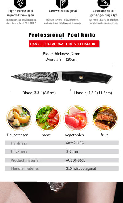 Cuchillo de Cocina Damasco Acero Inoxidable - Profesional para Frutas y Verduras - Image 14