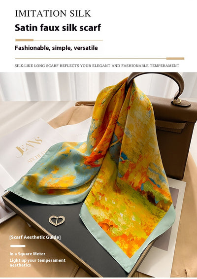 Pañuelo de Seda Estilo Coreano Cuadrado Pequeño para Mujer - Image 38