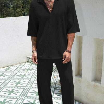 Conjunto Casual de Verano para Hombre: Playera Manga Corta y Pantalón Recto Cómodo - Image 7