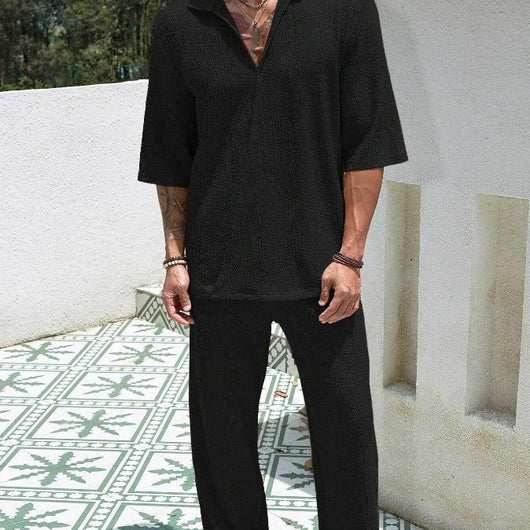 Conjunto Casual de Verano para Hombre: Playera Manga Corta y Pantalón Recto Cómodo - Image 7
