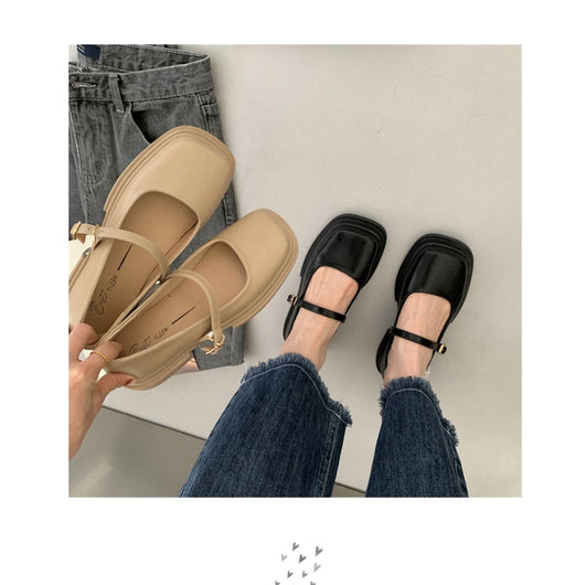 Zapatos de Cuero con Plataforma Estilo Británico para Mujer con Hebilla y Perla - Image 14