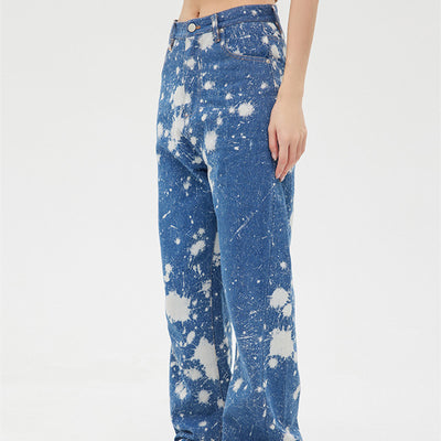Jeans Rectos Estampado Tie Dye para Mujer