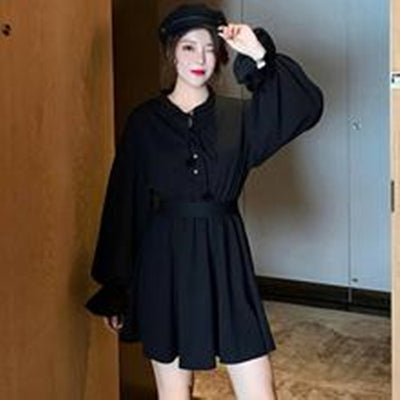 Vestido Negro Elegante con Mangas Abullonadas - Diseño Fairy Adelgazante - Image 9