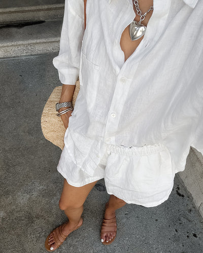 Conjunto de Lino Suelto para Mujer - Camisa y Shorts 100% Algodón - Image 25