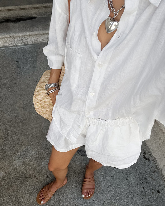 Conjunto de Lino Suelto para Mujer - Camisa y Shorts 100% Algodón - Image 25