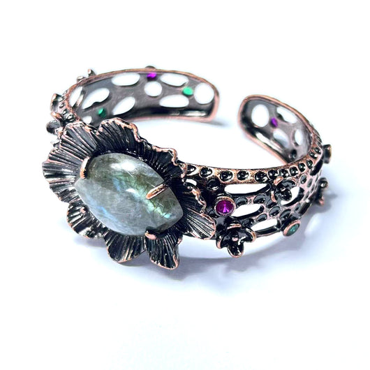 Pulsera Ajustable de Bronce Vintage con Portaflores para Mujer - Image 5