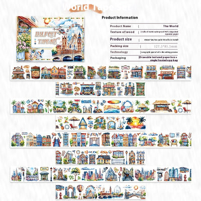 Alice in Wonderland themed 'Half Cut' decorative tape set with various characters, scenes, and floral designs. - Image 6