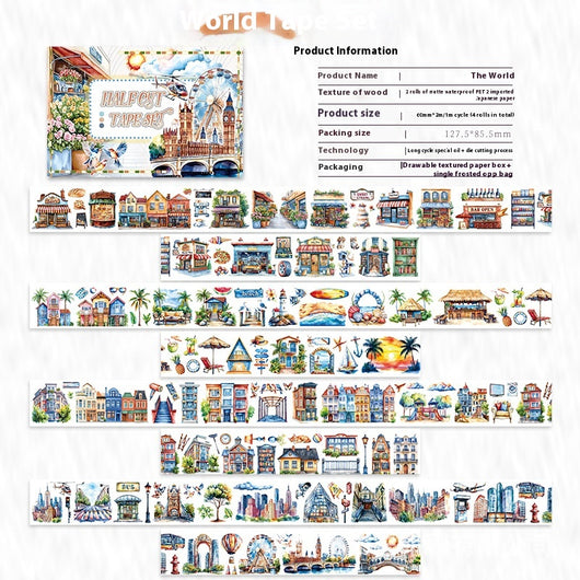 Alice in Wonderland themed 'Half Cut' decorative tape set with various characters, scenes, and floral designs. - Image 6
