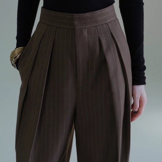 Pantalones de Traje a Rayas Coordinables para Mujer - Otoño e Invierno - Image 4
