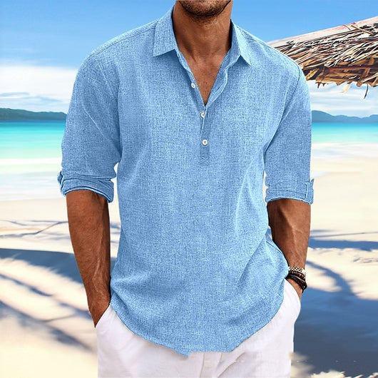 Camisa Holgada de Cáñamo y Algodón para Hombre - Talla Grande - Image 6