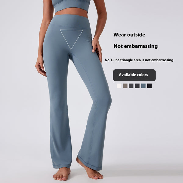 Pantalones Yoga Cintura Alta Levantacaderas Pierna Ancha Sin Marcas Efecto Segunda Piel