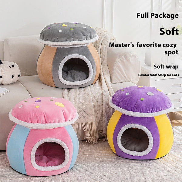 Nido Térmico Desmontable para Gatos y Conejos - Felpa Gruesa Invierno