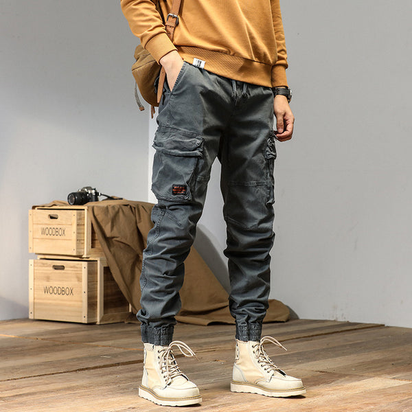 Pantalones Rectos Americanos con Múltiples Bolsillos y Detalles de Encaje