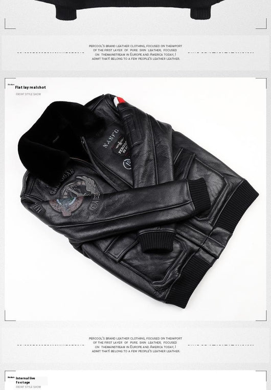 Chaqueta de Cuero Estilo Aviador para Hombre - Image 9