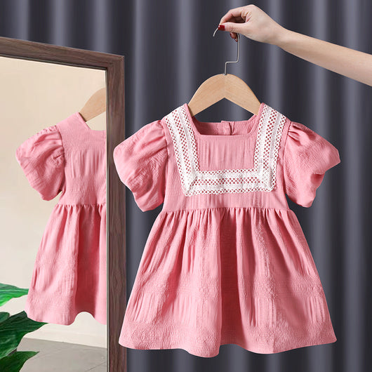 Vestido Floral de Princesa con Manga Corta para Niñas - Image 21