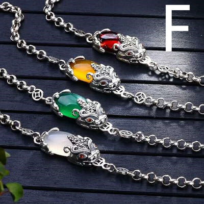 Pulsera de Valentía en Plata con Granate, Calcedonia y Ágata - Image 25