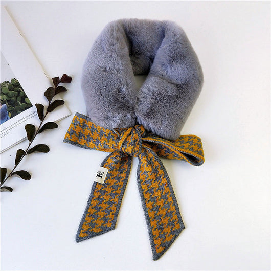 Bufanda Cuello de Piel Pata de Gallo Estilo Coreano - Abrigo Grueso Invierno Mujer - Image 10