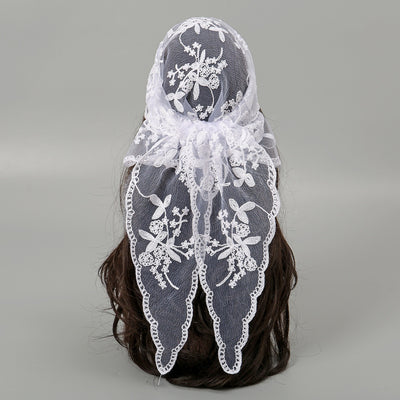 Velo de Novia con Encaje Floral Triangular - Accesorio Nupcial Elegante - Image 2