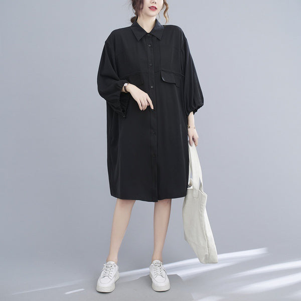 Vestido Midi de Gasa con Solapa - Talla Grande - Image 3