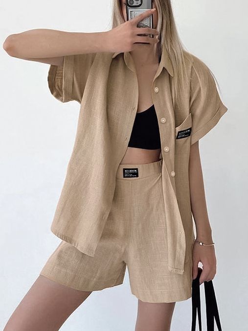 Conjunto Casual Mujer: Blusa Manga Corta y Shorts - Image 11
