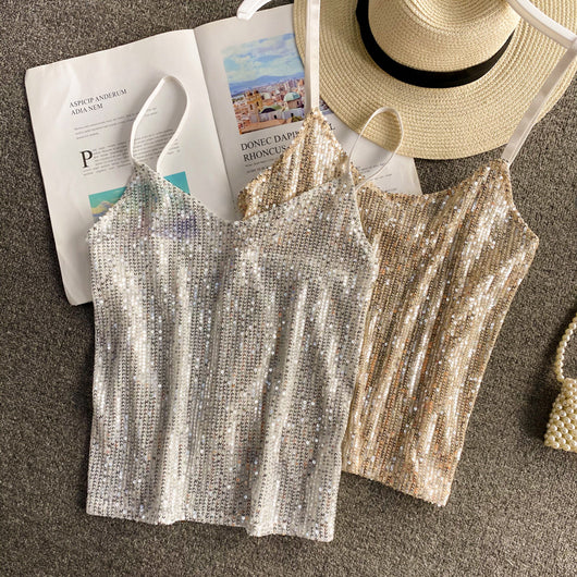 Blusa Camiseta Lentejuelas con Base Interior